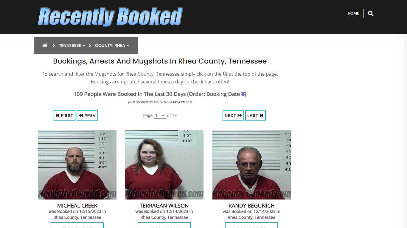 Recent bookings, Arrests, Mugshots in Rhea County, Tennessee