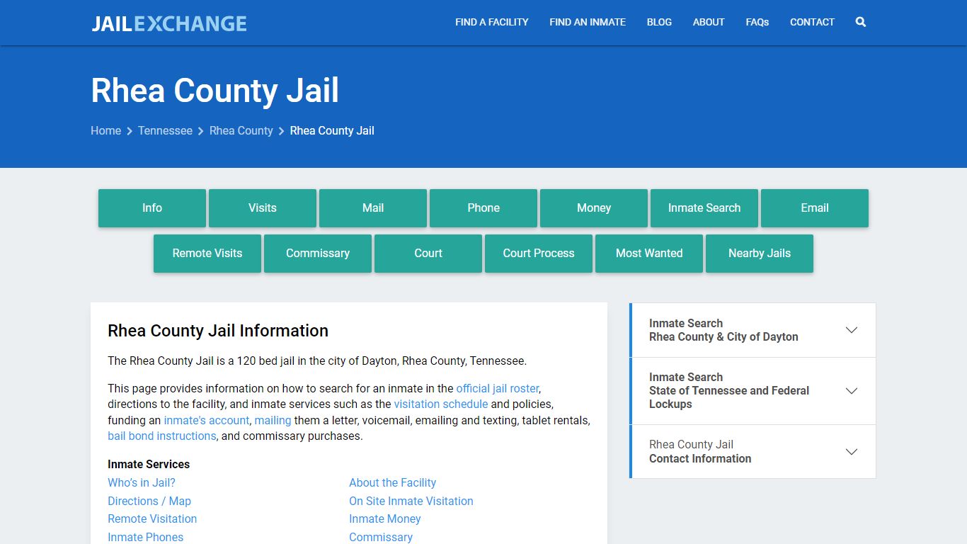 Rhea County Jail, TN Inmate Search, Information